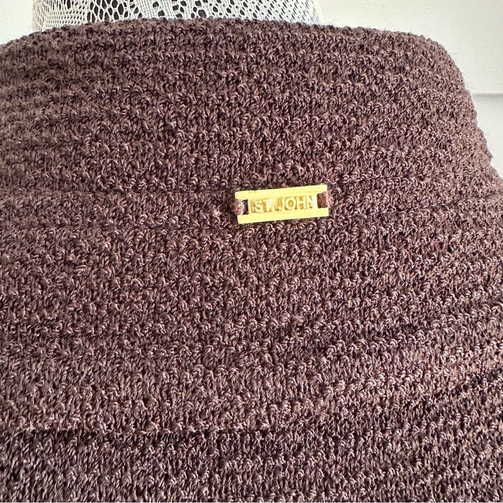 St. John Black Knit Zip Up Jacket with Gold Hardware size M made in USA - Picture 7 of 11